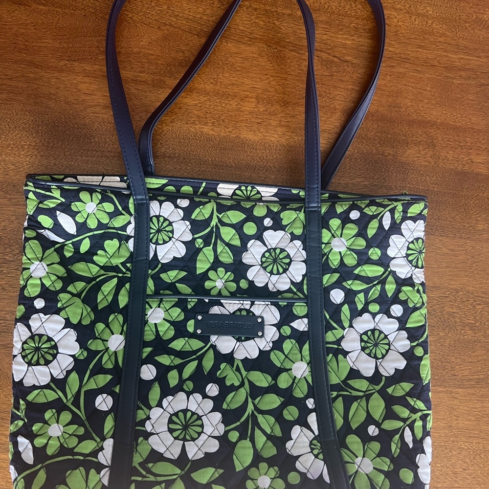 Vera Bradley Navy and Green Floral Tote Bag